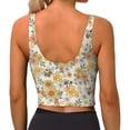 thumbnail image 3 of Vsdgher Hippie Bee Honeycomb Print Women Sleeveless Athletic Tank Top Built-in Bra Camisole Sports Vest for Yoga Running Fitness Exercise with Removable Pads, 3 of 8