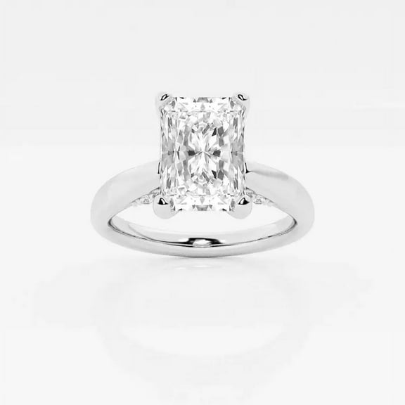 Zoya Jewel Timeless 2.4 Ct Radiant Cut Lab Created Diamond Engagement Ring - 14K White Gold Plated - Tapered Shank Design Bridal Ring for Her - Wedding and Anniversary Jewelry