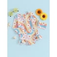 thumbnail image 2 of Bagilaanoe Toddler Baby Girl One-Piece Swimsuit Flower Print Long Sleeve Zipper Rashguard Swimwear 1T 2T 3T 4T 5T 6T Kids Ruffle Bathing Suit, 2 of 8