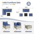 thumbnail image 4 of UDPATIO 5 Pieces Outdoor Patio Furniture Set with 44" Fire Pit Table, Outdoor Wicker Patio Conversation Set with Cushions for Backyard, Porch, Garden(Haze Blue), 4 of 5