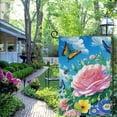 thumbnail image 4 of PHYHOO  Hello Spring Summer Garden Flag Double Sided Vertical, Burlap Small Butterfly Rose Floral Welcome Garden Yard House Flags Outside Outdoor House Spring Decoration White, 4 of 6