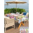 thumbnail image 5 of Outdoor Tablecloth with Umbrella Hole for Patio/Picnic/Party/Camping, Blue Purple Gnomes Waterproof Table Cloth Rectangle Table Cover Washable, Spring Country Hydrangea Flower Leaf (60"x 120"), 5 of 8
