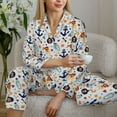 thumbnail image 6 of Honeii Pirate Skull And Anchor Print Women's Pajama Sets Long Sleeve Button Down Sleepwear Nightwear Soft Pjs Lounge Sets 2PCS-Medium, 6 of 7
