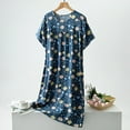 thumbnail image 2 of SHIXIAOO Chemise de Nuit d'Été pour Femmes Manches Courtes Col Rond Chemise de Nuit Confortable Vêtements de Détente à la Maison Robe de Nuit Imprimée Décontractée Boutons devant Chemises de Nuit pour Femmes Grande Taille Chemise de Nuit Légère, 2 of 3