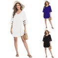 thumbnail image 4 of Sonducket Vestido informal para mujer, traje de baño, manga acampanada, corte en A, escote en V profundo, ropa de playa, de Color sólido Vestidos Blanco SG, 4 of 6