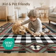 thumbnail image 4 of ODIKA 9'x12' Washable Area Rug Striped Vintage Farmhouse Border Layering Under Doormat Plaid Playful Expressive for Dining Room, Basement, Large Office, Non-Slip Chair-Friendly, 4 of 7