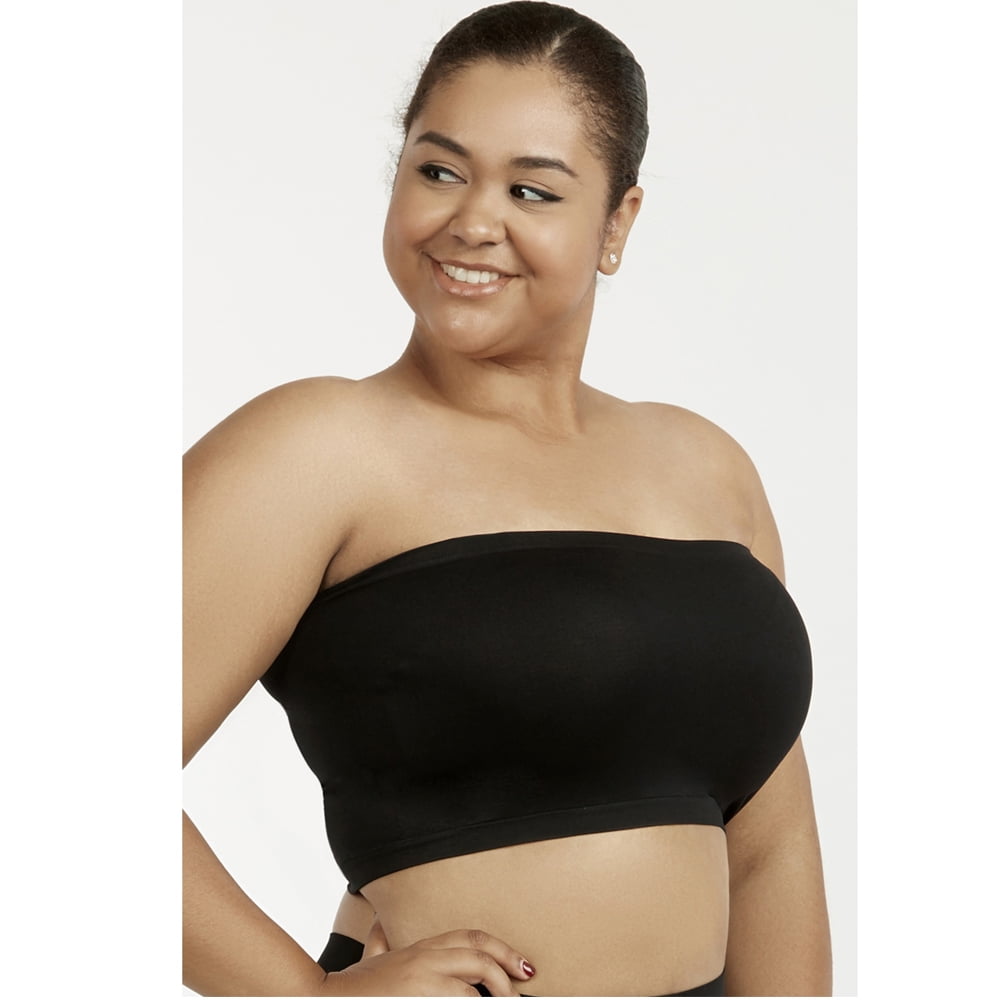 3 Pc Womens Plus Size Tube Top Bra Strapless Bandeau One Size Fits Most Black