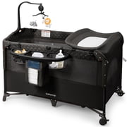 Babyeap 5-in-1 Baby Bassinet with Playard Mode & Changing Table,Bedside Sleeper for Newborns and Infants,Black