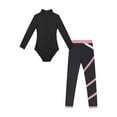 thumbnail image 4 of ZDHoor Girls 2Pcs Sports Dance Outfit Set Long Sleeve Leotard with Leggings for Gymnastics Workout Pink 5-6, 4 of 7