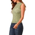 thumbnail image 4 of Blusa sin mangas de encaje con volantes semi transparente para mujer Inspire Chic, verde S, 4 of 7