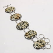 Dalmatian Jasper Oval Shape Gemstone Handmade Gift Bracelet Jewelry 7-8" SA 1293