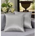 thumbnail image 2 of Aiking Home 18x18 Inches Faux Silk Square Throw Pillow Cover, Zipper Closure, Silver (Set of 2), 2 of 5