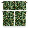 thumbnail image 2 of Kitchen Window Curtains Valance and Tier Set, Saint Patrick's Day Fourleaf Grass Rod Pocket Tier Curtain Valance Set, Green Hat Love Light Filtering Cafe Curtains for Bedroom Living Room, 2 of 9