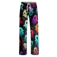 thumbnail image 4 of Halloween Pajama Pants for Women Bat Pumpkin Wide Leg Spooky Sleep Pants Witch Hat Castle Drawstring Horror Pajama Pants, M, 4 of 5