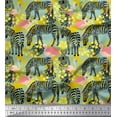 thumbnail image 1 of Soimoi Yellow Moss Georgette Fabric Monstera Leaves,Flamingo & Wild Animal Print Fabric by The Yard 42 Inch Wide, 1 of 1