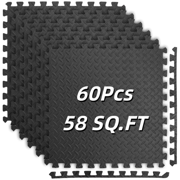 60Pcs Interlocking Foam Floor Tiles Suitable for Gym, Play & Themed Events Heavy-Duty Waterproof EVA Floor Mats, Non-Slip Exercise Tiles with Assembly, Suitable for Fitness, Body Shaping for Parties