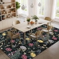 thumbnail image 2 of Washable Rug 9x12 Living Room Rug Floral Print Large Area Rugs Non Slip Low Pile Bedroom Rugs Soft Non-Shedding Throw Carpet Modern Accent Floor Cover for Dining Room Home Office Nursery Black, 2 of 7