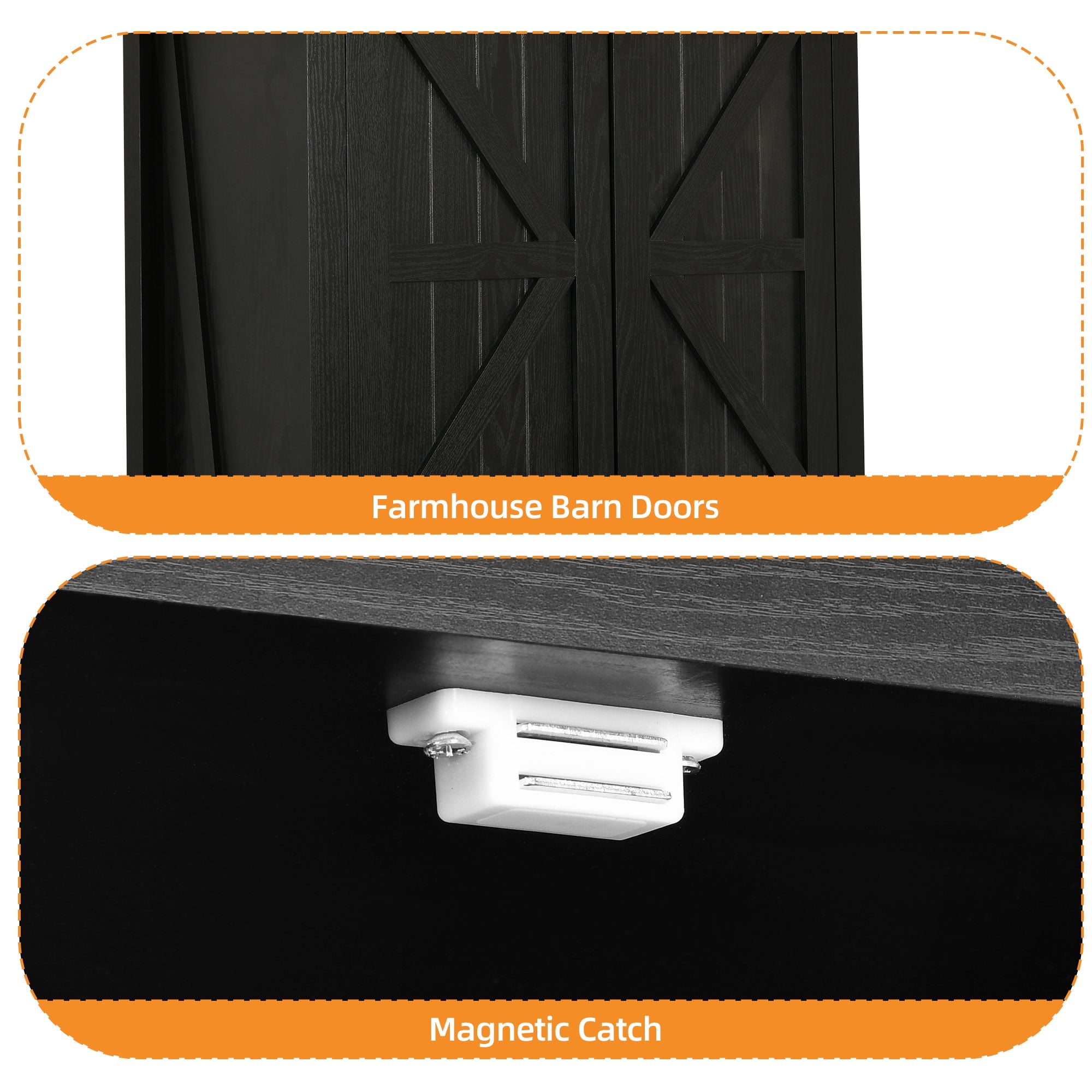 Craftian Kitchen Pantry Cabinet with Storage Shelves, Storage Cabinet with Doors & Drawers, Black