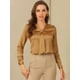thumbnail image 3 of Camisa de oficina de Trabajo para Mujer Allegra K Blusas de Satén Elegantes de Manga Larga con cuello de Lazo Caqui M, 3 of 5