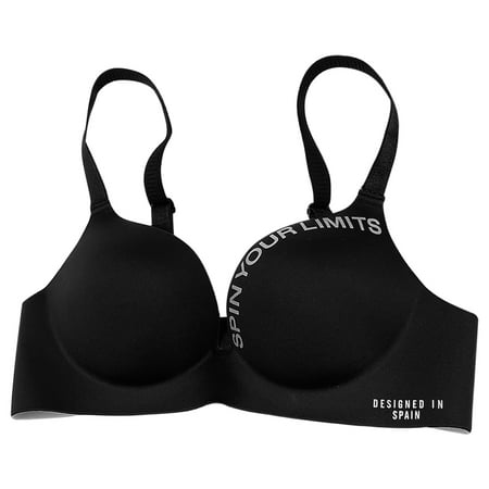 

Elenxs Women Seamless Bra Wireless Underwear Letters Thin Cup Push up Bra