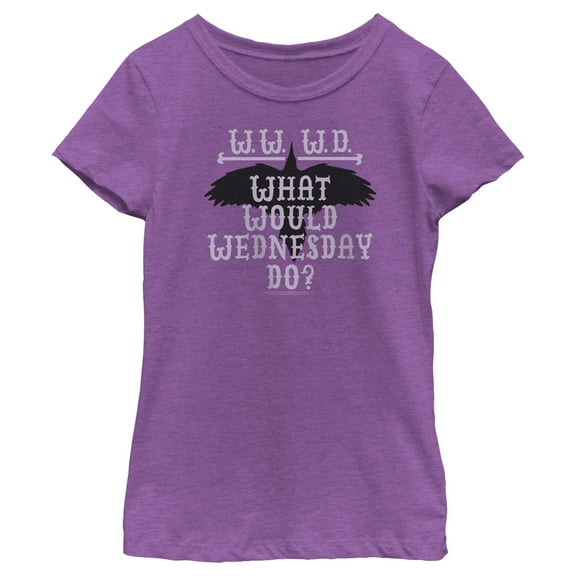 Girl's Wednesday WWWD What Would Wednesday Do  Graphic Tee Purple Berry Small
