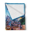 thumbnail image 2 of European Soft Flannel Fleece Throw Blanket, Medieval Town Coast Portuguese Porto Old City Historical Twilight Scenery, Cozy Plush for Indoor and Outdoor Use, 50" x 60", Ginger Pale Blue, by Ambesonne, 2 of 5