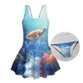 thumbnail image 6 of COEQINE Girls One Piece Swimsuit with Skirt Sleeveless Cute Skirted Bathing Suit Hawaiian Swimwear for Kids 3-4 Years, Summer Swim Dress for Water Play, Sea Turtle Coral Sea, 6 of 8