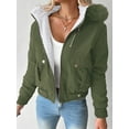 thumbnail image 5 of Women'S Parka Coat Plus Size Winter Warm Fleece Lined Anoraks Thicken Hooded Outerwear Green XXL, 5 of 7