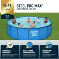 thumbnail image 2 of Bestway Steel Pro MAX 15' x 48" Round Above Ground Swimming Pool & Pool Ladder, 2 of 12