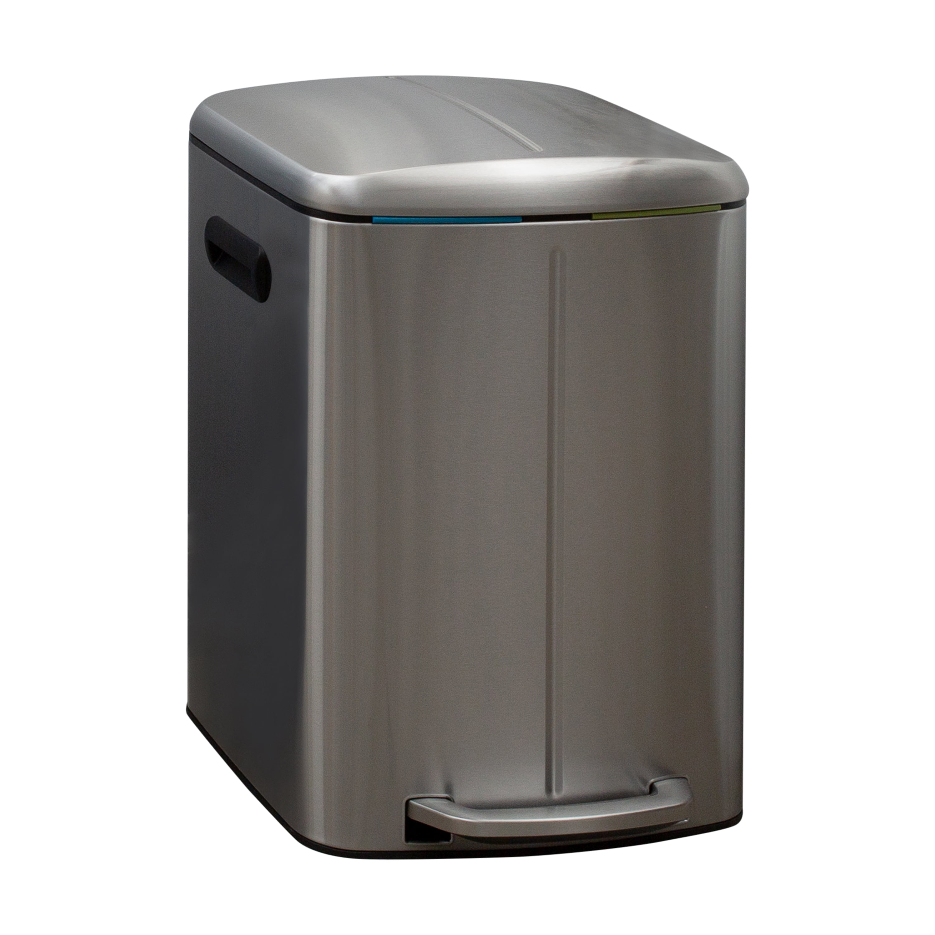 Organize It All 40 L Dual Compartment Recycling Bin, 17.5" x 16.2" x 23.6", Stainless Steel