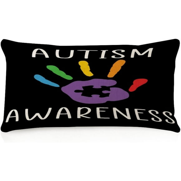 Decorative Body Pillow Case Cover with Zipper 12x20 Inch Autism Awareness Puzzle Piece Decor Long Lumbar Throw Pillow Covers Autism Classroom Boho Rainbow Throw Pillowcase for Sofa Outdoor Home