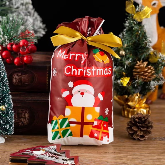 50 Pcs Christmas Candy Bags Christmas Drawstring Treat Bags Christmas Goodie Bags Cookie Bags for Christmas Party Bags Supplies 15*23 cm