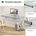 SOGES 47in Computer Desk Glass Desk Workstation Office Desk with Pullout Keyboard Tray Glass