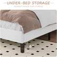 thumbnail image 5 of 4 EVER WINNER Queen Size Velvet Platform Bed Frame, Horizontal Stitched Upholstered Headboard, Noise-Free Wooden Slat Support, No Box Spring Needed, Easy Assembly, White, 5 of 9