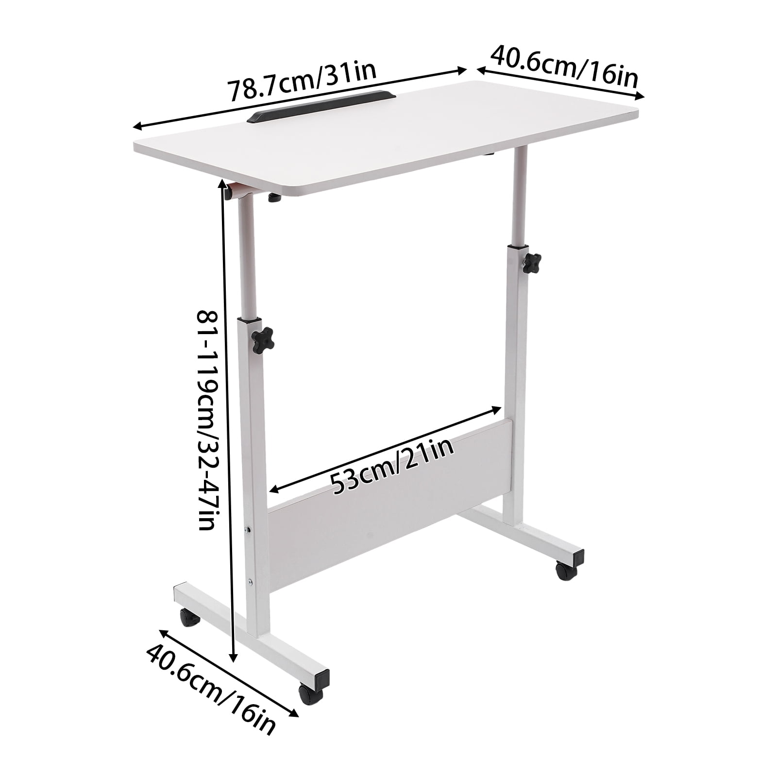 Height Adjustable Standing Desk, Portable Laptop Desk with Wheels, Rolling Computer Stand with 180° Tilting Top, Presentation Podium