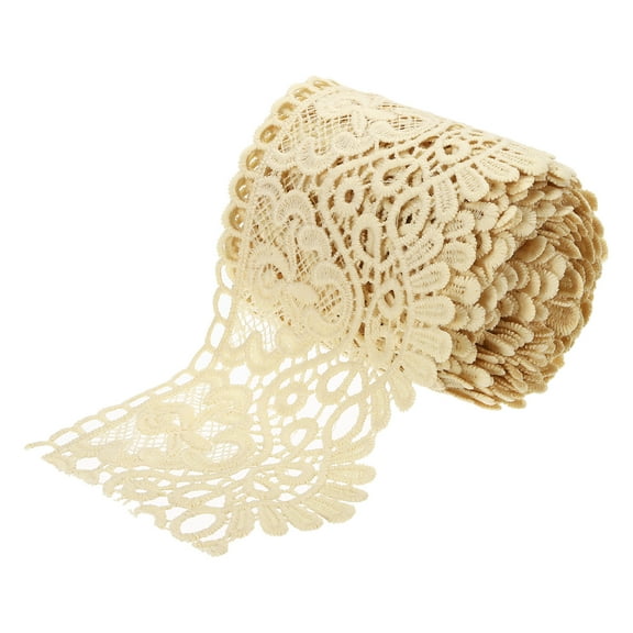 4 Inch Wide 5 Yard Lace Ribbon Floral Pattern Beige Lace Trim Ribbon for Sewing Making DIY Crafts Gift Wrapping Wedding Decor