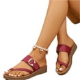 thumbnail image 3 of YOUYEDIAN Pantoufles pour Femmes d'Intérieur d'Été Chaussures d'Intérieur Tendance Sandales Confortables Sandales de Plage (Rouge Foncé), 3 of 4
