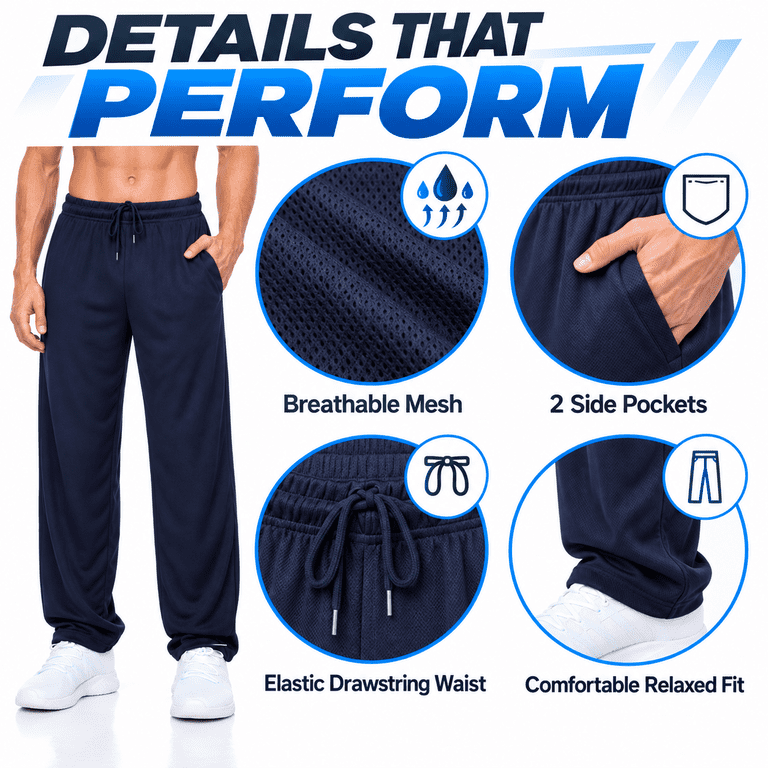 Daresay Men's Lightweight Mesh Jogger Pants, 3-Pack photo 3