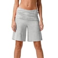 thumbnail image 2 of Dwellite Womens Fold Over Shorts Flowy Low Rise Wide Leg Pants Yoga Capris Comfy Palazzo Lounge Bottoms Light Gray XL, 2 of 7