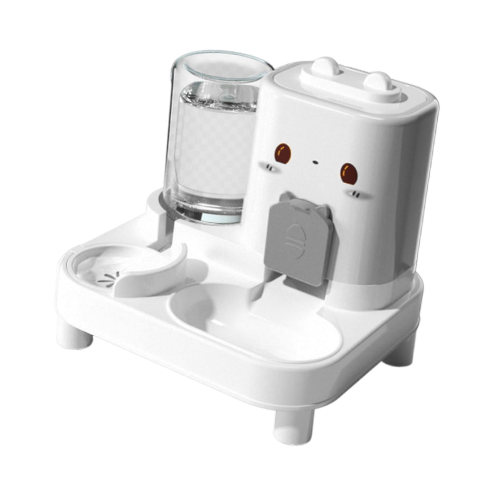 Serenable Automatic Cat Feeder and Water Dispenser Automatic Pet Feeder Convenient Compact Household Food feed Pet Food Bowl for Kitten White
