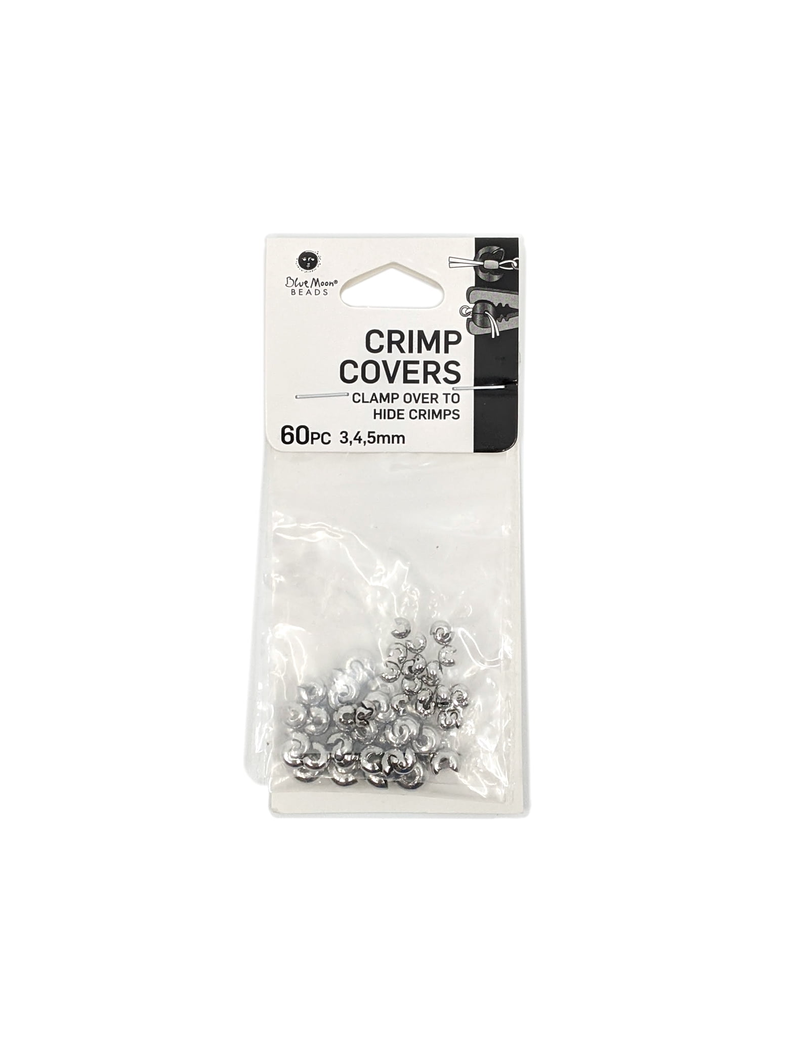 Blue Moon Beads Silver Metal Crimp Cover Beads for Jewelry Making, 34 Piece