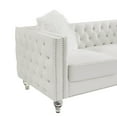 thumbnail image 6 of Gewnee Beige 3-Seater Velvet Accent Chair - Solid Eucalyptus Frame, Acrylic Crystal Legs, Removable Cushions & Pillows for Living Room/Bedroom, 6 of 10