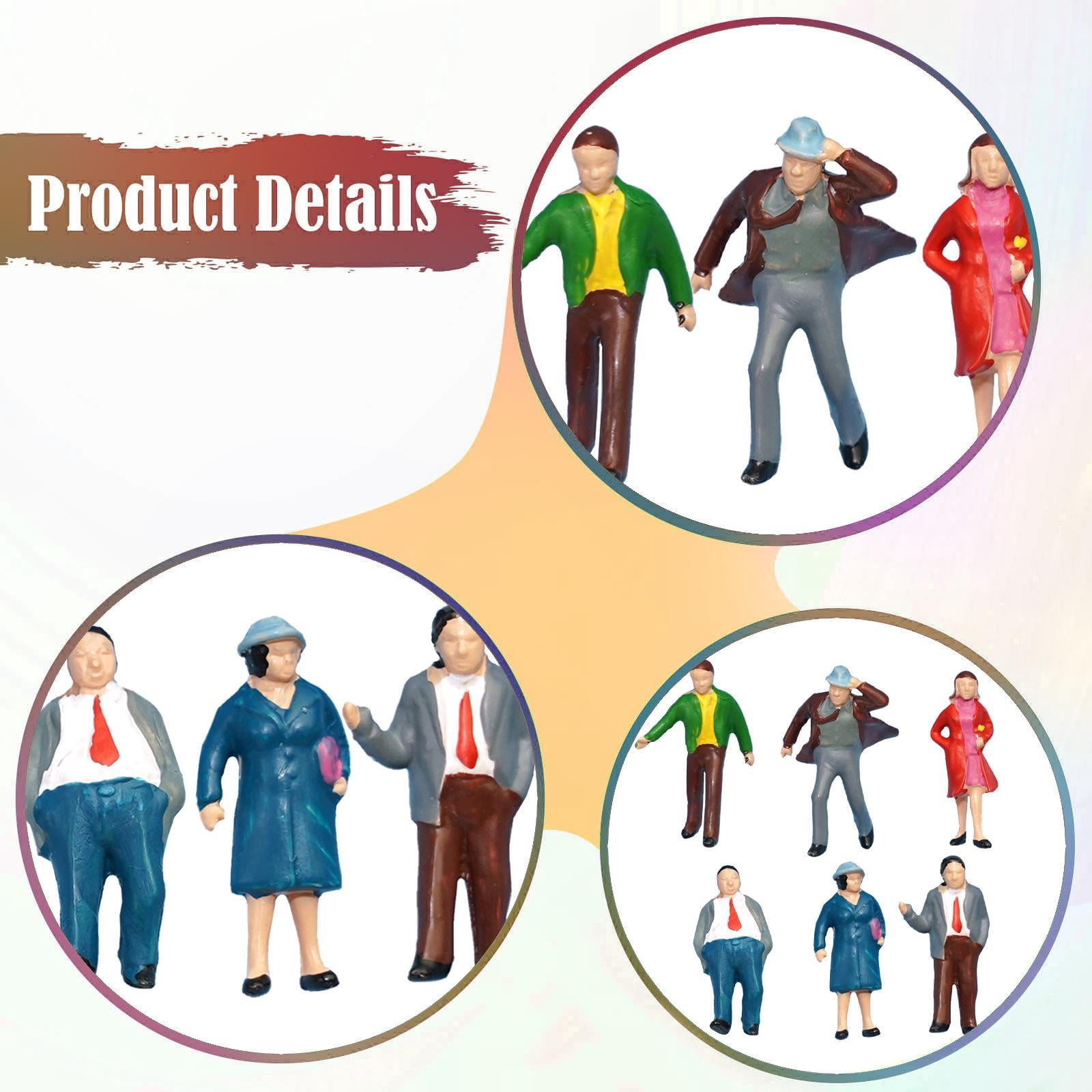 Dualoai 6 Pieces 1:87 HO Scale Figure Model Layout Collections Photo Props Men Women