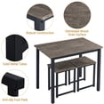 thumbnail image 7 of Renwick 3-Piece Dining Set with Industrial Square Table & 2 Backless Chairs, Drift Brown, 7 of 7
