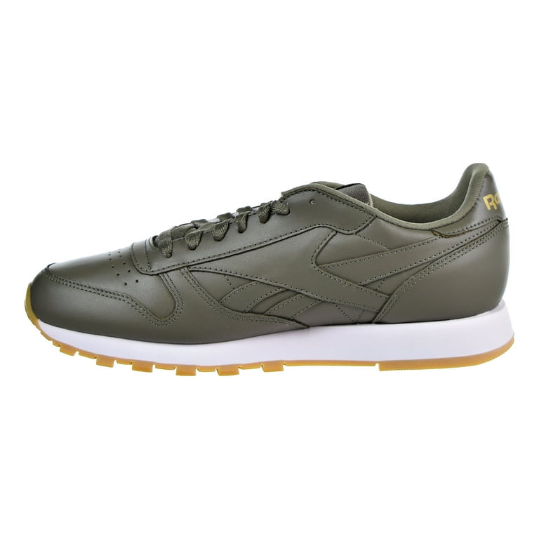 G reen Reebok Classic Leather Men's Gum Sneakers Hunter Green/Gold