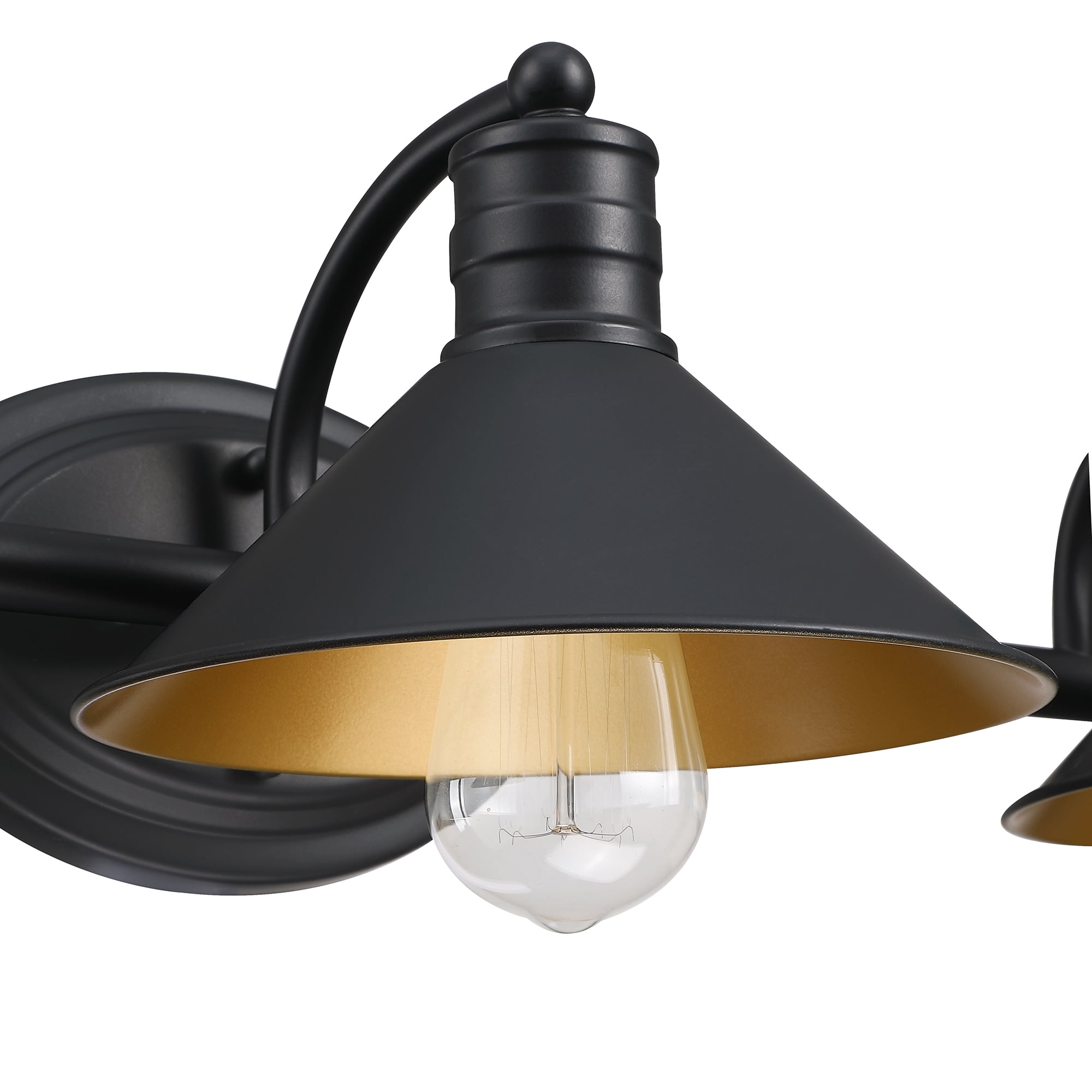 3 Light Bathroom Lights over Mirror Black and Gold Industrial Vanity Light Fixtures