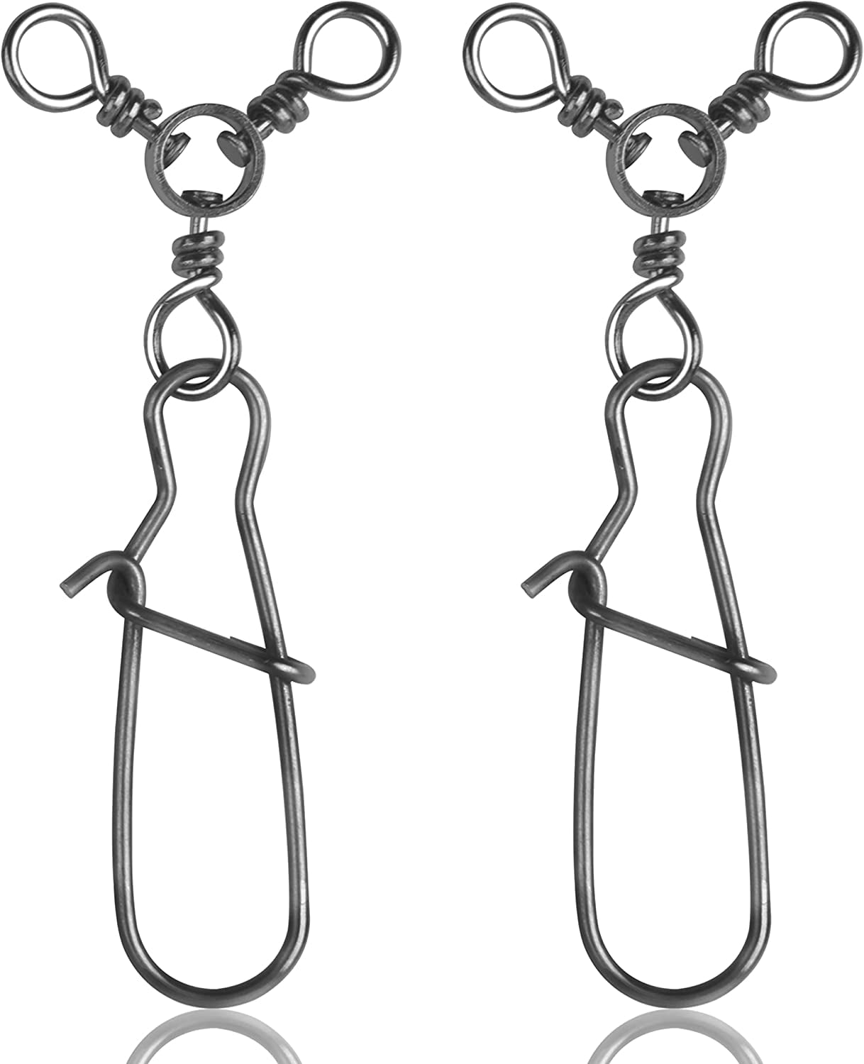 3 Way Snap Swivels Fishing Tackle, 25pcs High Strength TTurn Fishing Swivels with Snaps