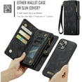 thumbnail image 3 of Wallet Case for iPhone 16 Pro Max, Zipper Purse Folio Leather Wallet with Card Holder Wrist Strap Detachable Magnetic Shockproof Protective Back Case for iPhone 16 Pro Max 6.9 inch, 3 of 9