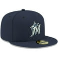 thumbnail image 3 of Men's New Era Navy Miami Marlins White Logo 59FIFTY Fitted Hat, 3 of 6