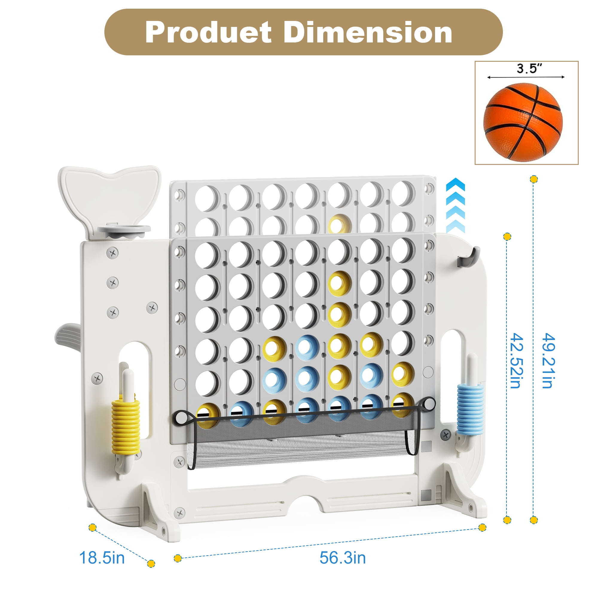 EUROCO 4-to-Score Giant Game Set with Mesh Bag,Indoor & Outdoor Height Adjustable Ring Toss Game Set for Kids and Adults